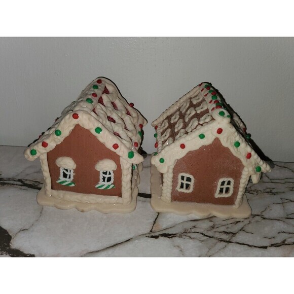 Gingerbread House Set of 2 Battery Operated Untested‎ 4.5" - Picture 2 of 8